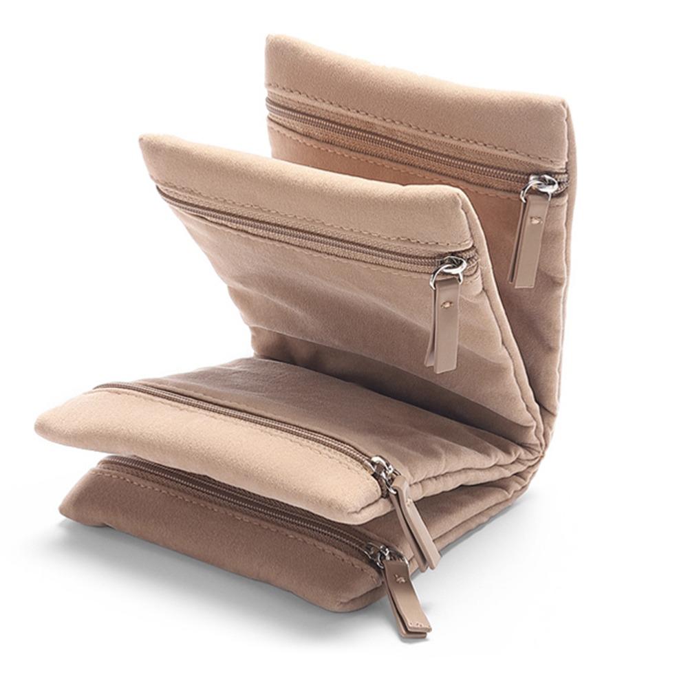 Foldable Travel Jewelry Storage Bag Multiple Compartments Clutch Bag Earrings Container  Travel