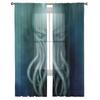 Sea Octopus Retro Cthulhu Sheer Curtains for Living Room Modern Voile Curtain Bedroom Tulle Curtains Window Drapes Decor