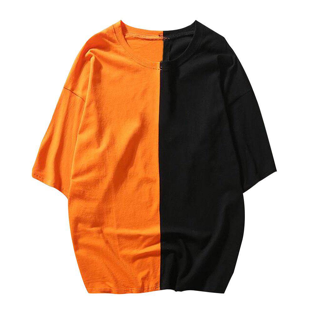 

Мужской летний повседневный модный персонализированный топ с короткими рукавами с принтом «Улыбка» и цветными блоками, мужской с короткими рукавами, мужской 3XL