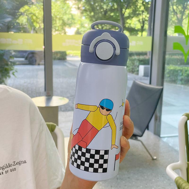 New Bounce Direct Drink Thermos Cup Cartoon Colorful Girl Good-looking Student Children Cute Portable Insulation Cup