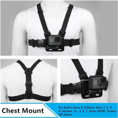 Chest Harness Mount Adjustable Chest Strap Belt with J Hook Compatible for Gopro Hero 12 11 10 9 AKASO Action Camera Accessories