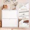 Shoe Cabinet With 2 Flip Compartments Adjustable Shelves For Up To 8 Pairs Of Shoes White