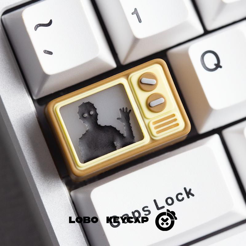 Cube Escape The Lake Tv Creative Light-Transmitting Mechanical Keyboard  Resin Material Keycaps  Fun Gifts
