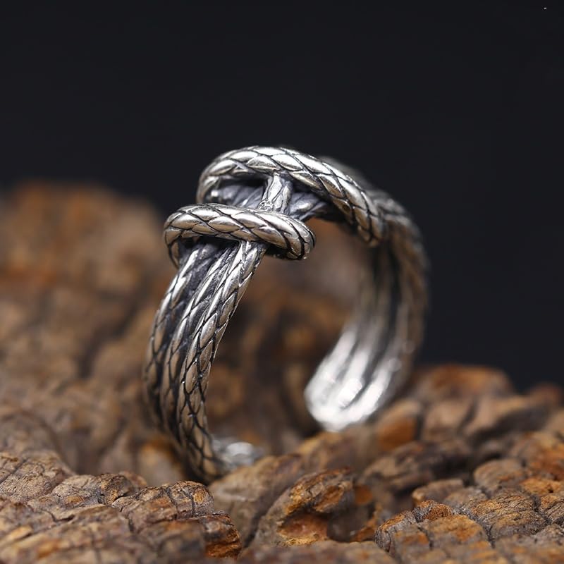 [RAFER] Anillo de vínculo del destino de verano de moda punk para hombre, diseño único bañado en plata, súper genial