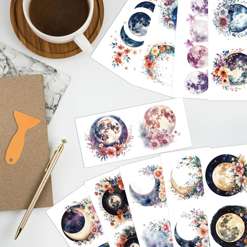 PVC DIY Heat Transfer Paper for UV Sublimation Cup Moon 110x240mm 10 style 1pc/style 10pcs/set