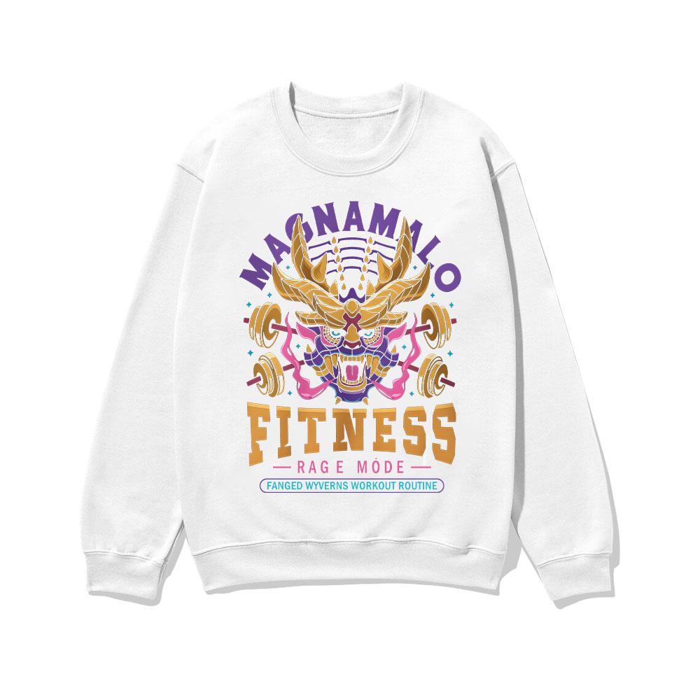 Magnamalo Fitness Unisex Crewneck Sweatshirt Monster Hunter Wilds Gameer Harajuku Pullovers Women Men High Street Sweatshirt Y2K M белый