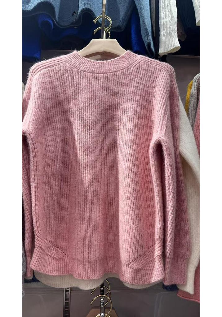 Women's Versatile Round Neck Stylish Knit Pullover Sweater - Age-Reducing, Trendy & Loose Fit