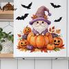 Cartoon Gnome Pumpkin Wall Decor Halloween Dwarf Stickers, Self Adhesive Removable PVC Decals, Autumn Leaves Festival Atmosphere Stickers And
