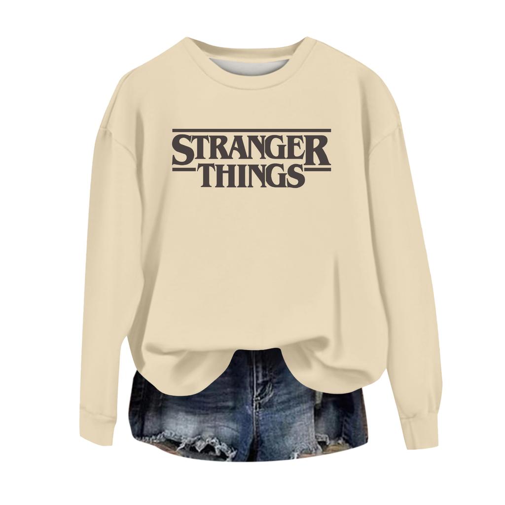 Damska codzienna bluzka typu pulower z okrągłym dekoltem i długim rękawem, z nadrukiem walentynkowym