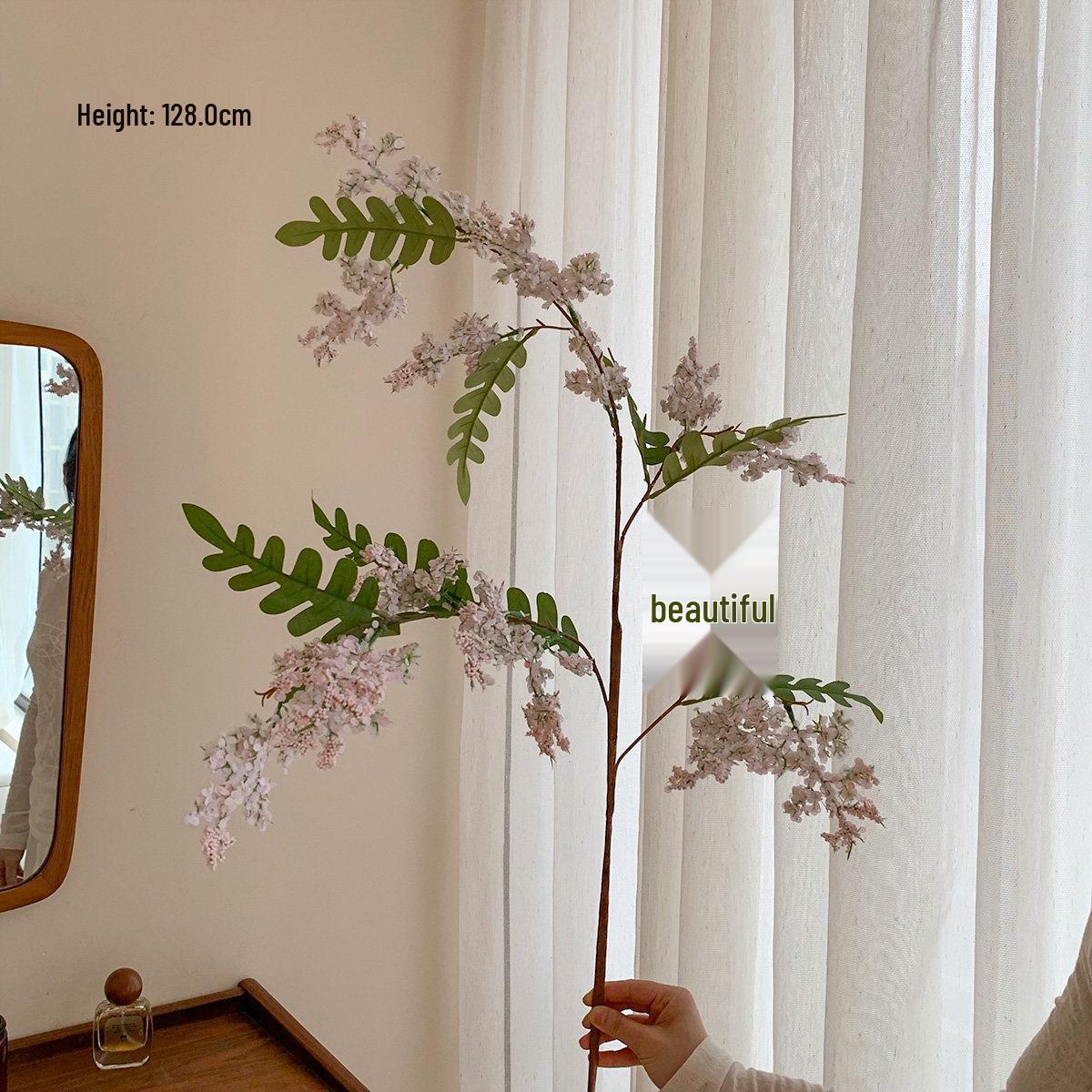 

Sophora Flower Fake Decor in Ceramic Vase - Realistic Artificial Bloom Arrangement for Living Room