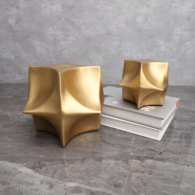 Decorazioni Geometriche in Resina Creativa Quadrato Geometrico Dorato Stella Dorata Statuette Decorative Accessori per la Decorazione della Casa