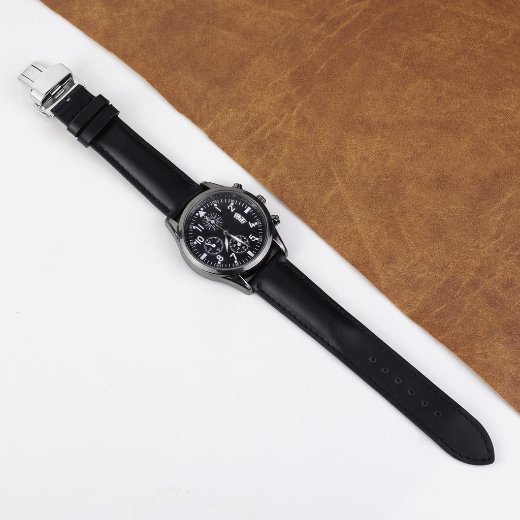 Vinacreations Black 18mm Genuine Cowhide Leather Watch Strap with and Quick Release Spring Calf Leather Replacement Watch Band with Quick Change