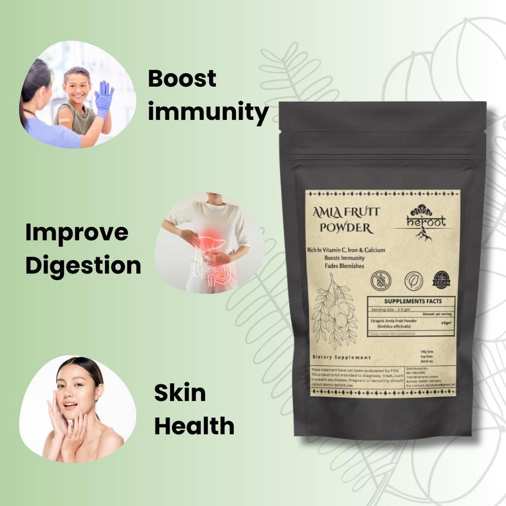 Heroot Amla Powder | Indian Gooseberry Powder | Natural Source of Vitamin C & Antioxidants | Hair & Skin Care | Herbal Supplement