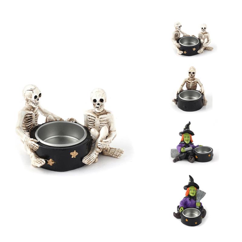 

Подсвечник в виде страшного черепа ведьмы на Хэллоуин, украшения на Хэллоуин, подсвечник в виде страшного черепа скелета