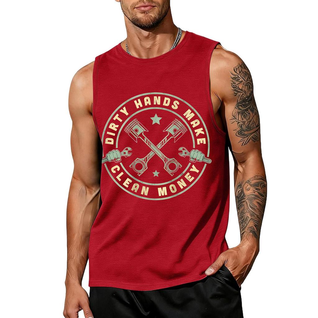 Men's Sleeveless Tank Top Casual Muscle Shirt Labor Day Graphic Print Workwear Summer Vest Gym Workout Tee