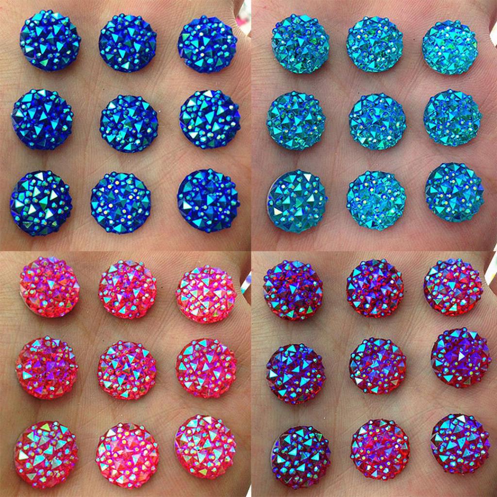 Gör-det-själv 40 st 12 mm rund AB Resin Flatback Rhinestones för telefonbröllopshantverk