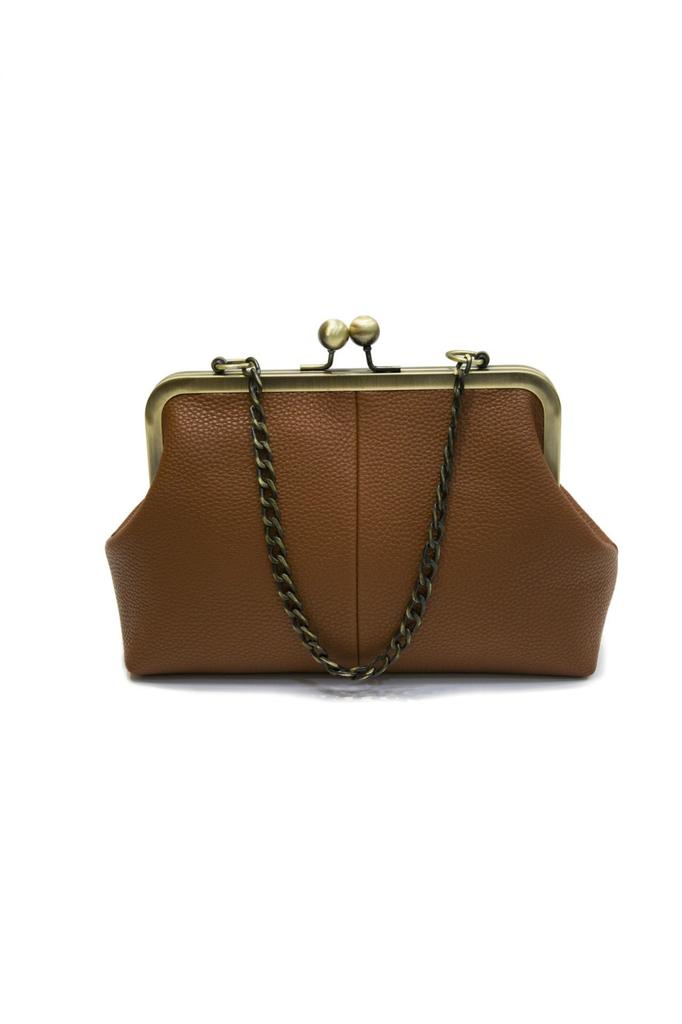 New Women's Bag Clip Mouth Shell Bag Autumn and Winter European Retro Hand-held Shoulder Bag PU Chain Bag