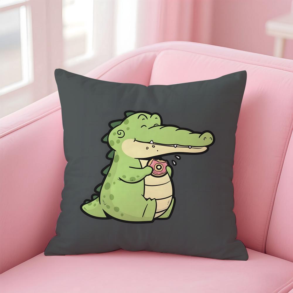 Cute Cartoon crocodiles Cushion Cover Pillowcase Short Plush Invisible zipper Room Sofa Cushion Cover