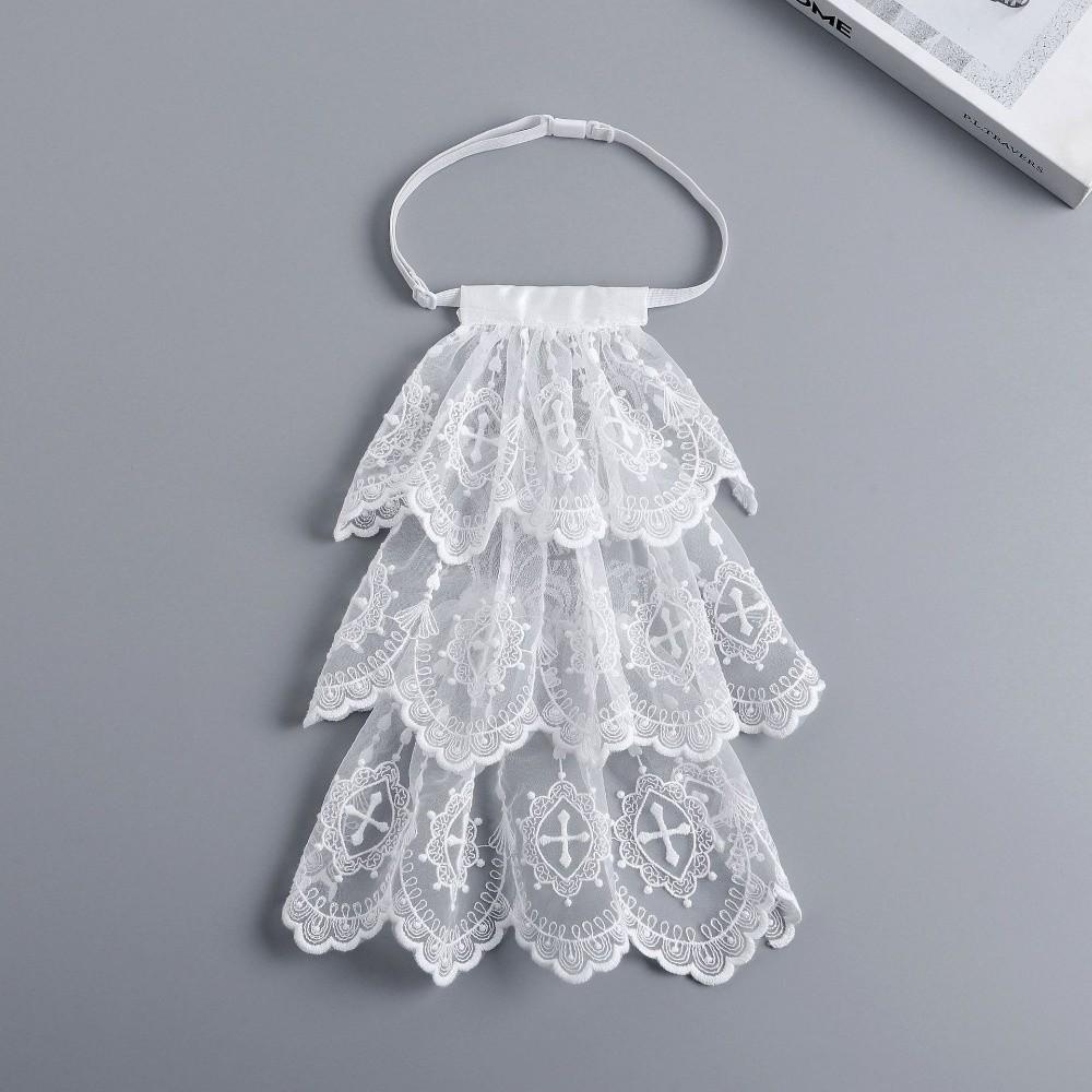 Victorian Style Lace Jabot Collar White Cosplay Accessory Wrist Cuffs Sleeves Detachable Decorative Neck Collar