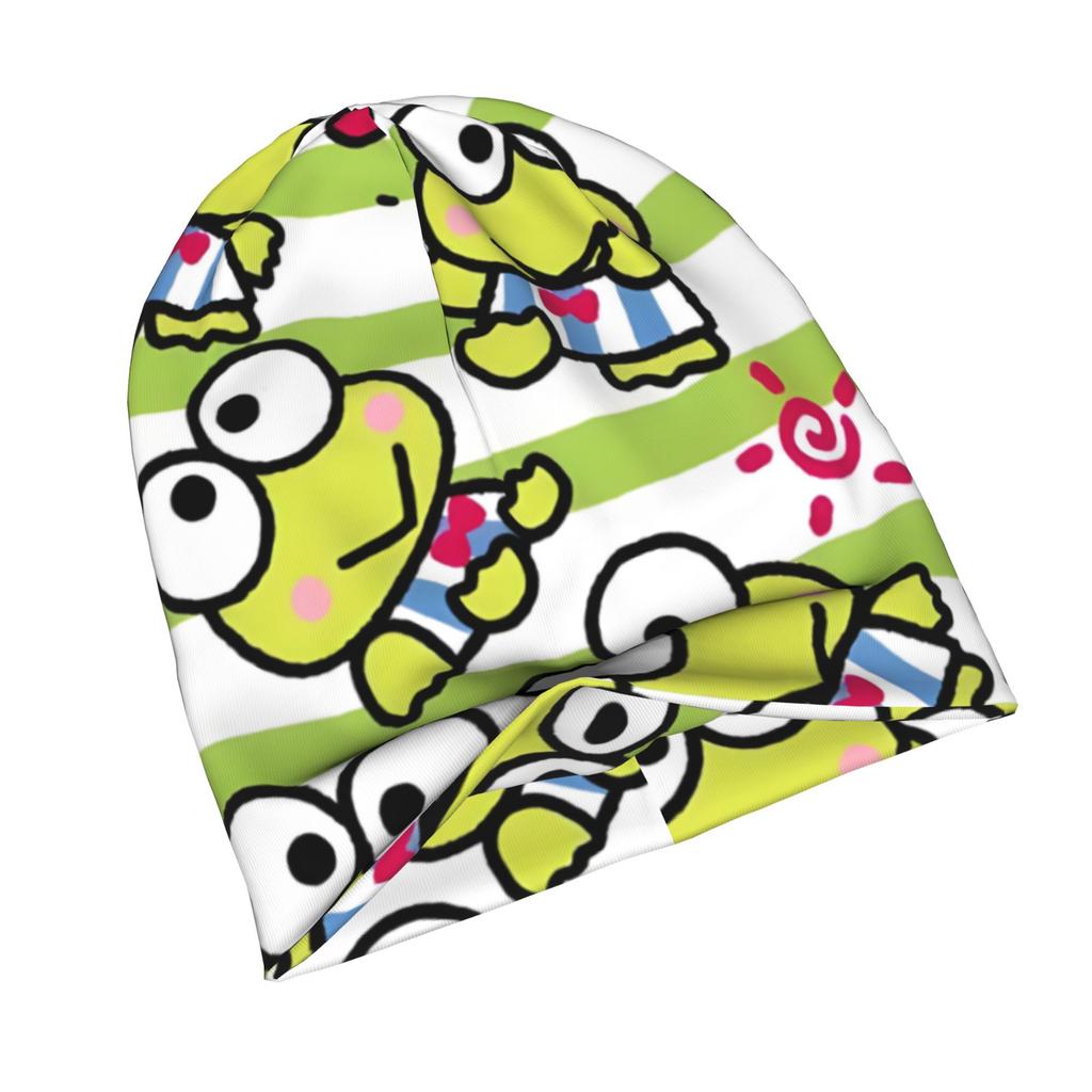 Sanrio KeroKero Keroppi Knit Hat with Subtle Fashion Details Ideal for Adults Looking to Add Texture and Character to Cold-season Daily Wear