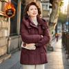 2025 New Hooded Cotton Jacket for Middle-Aged Women: Autumn-Winter Mid-Length Down Coat