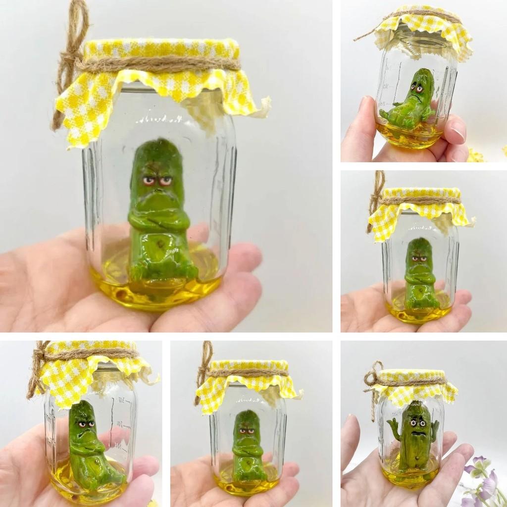 Delightful Grumpy Pickle In A Jar Sculpture Playful Cartoon Art For Birthday And Holiday Gifts