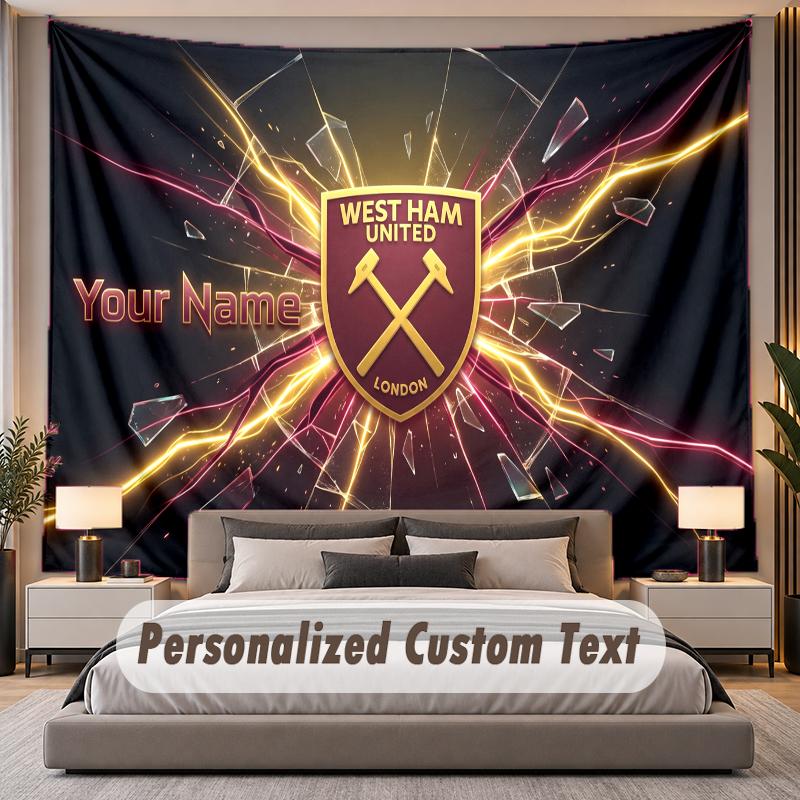 Benutzerdefinierter Name Text Wandteppich West Ham United Fußball Personalisiert Polyester Wandteppich Für Schlafzimmer Und Zimmer