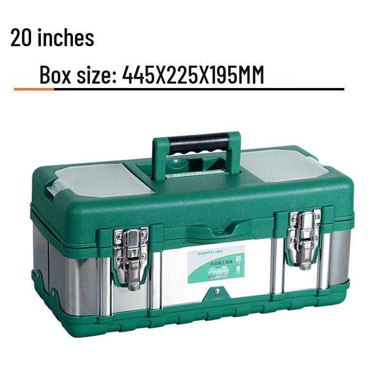 Extragroße Edelstahl-Multifunktions-Werkzeugkiste, tragbar, mit Fahrzeugmontage-Aufbewahrung