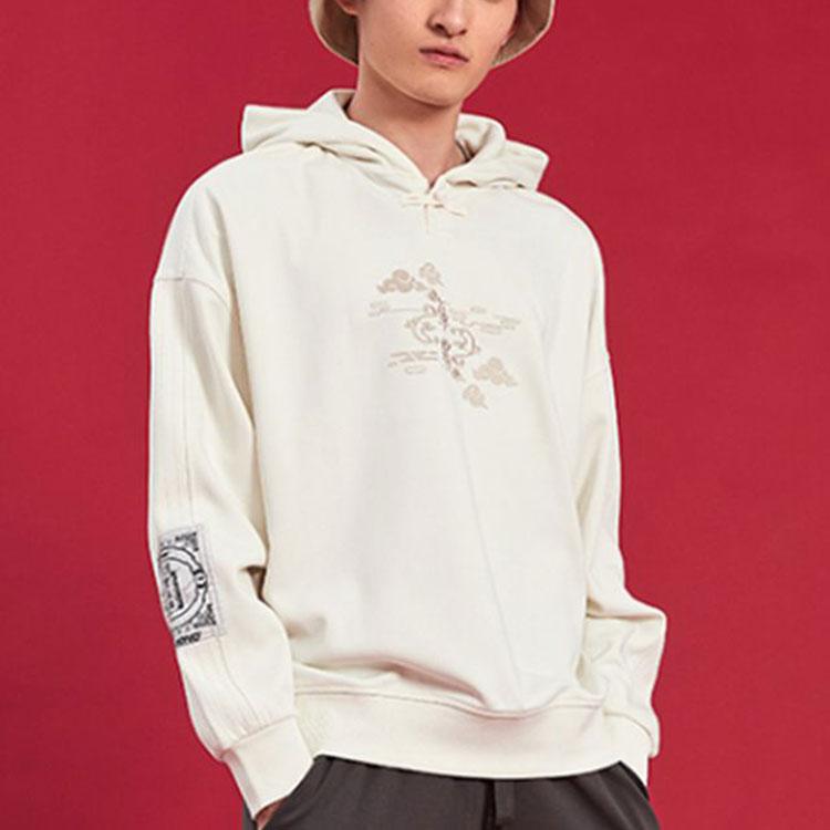 Li Ning X Palace Museum Embroidered Pattern Casual Sports Hoodie Unisex Hoodies Cloud-White AWDQA67-1
