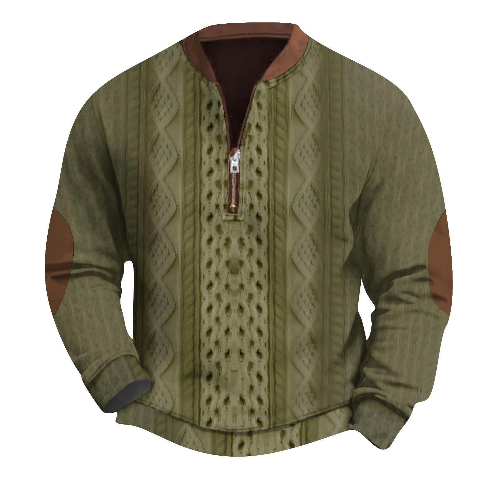 Мужская повседневная толстовка в стиле ретро с градиентным принтом L армия зеленый