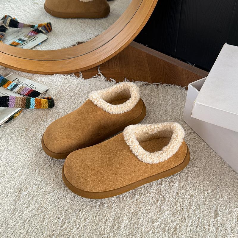 

Ленивый Бокен обувь из овечьей шерсти теплые хлопковые туфли женская обувь осенне-зимняя носка 2025 новые миллион вельветовые хлопковые туфли 40 малиновый