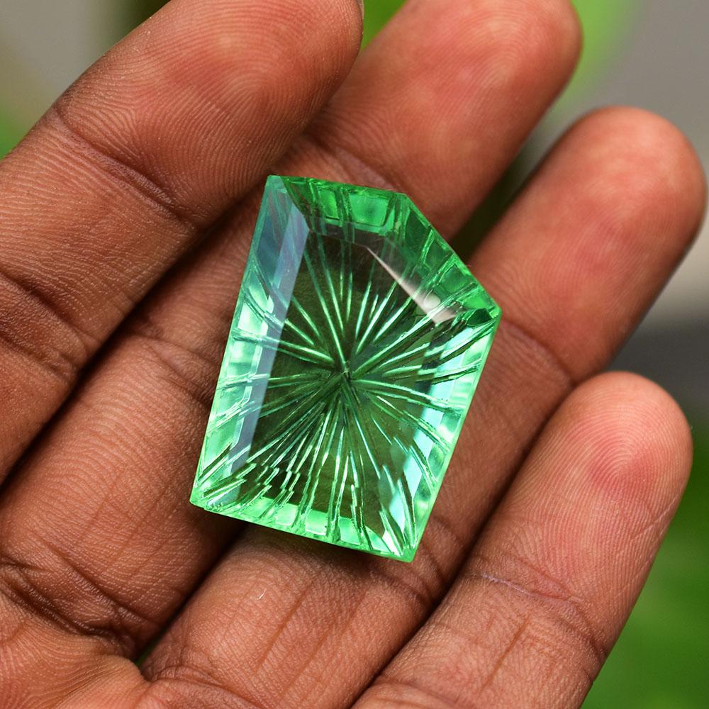 29x20mm LIMITED Fancy Cut NATURAL Green Topaz Loose Gemstone