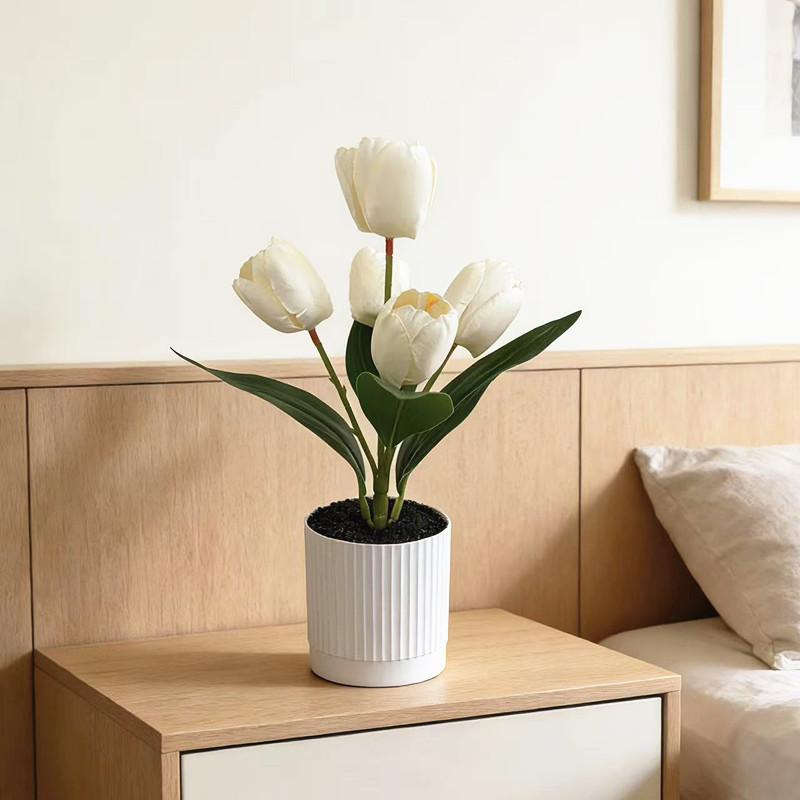 Tulip Artificial Plant Decor With Plastic And Silk For Wedding Photography And Home Interior