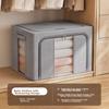 Bangnimeijia Tianshan Cotton And Linen Antibacterial Clothing Storage Box, Foldable Wardrobe Organizer for Clothes And Quilts, Misty Gray, 100L