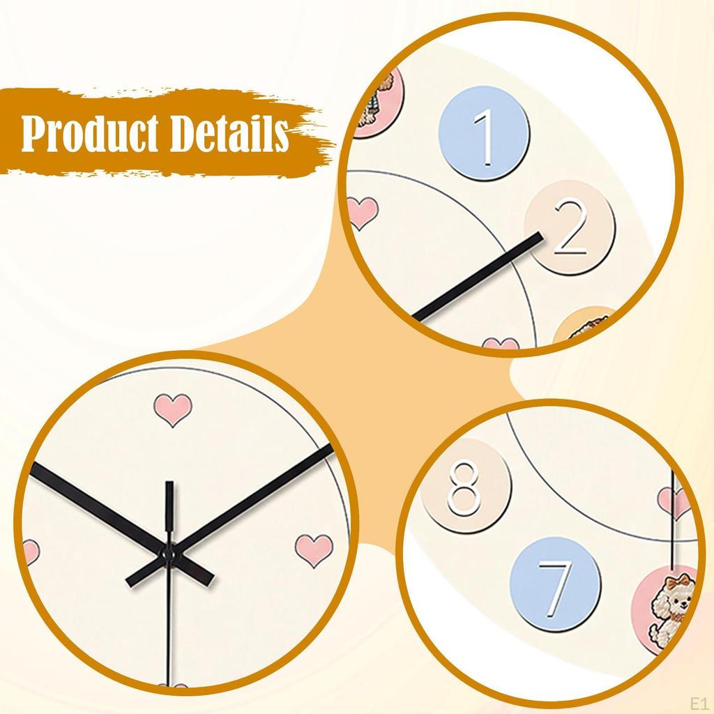 Clock Cute Acrylic Round, Modern, Creative, Stylish Silent Wall Ornament for Indoor Office Kitchen