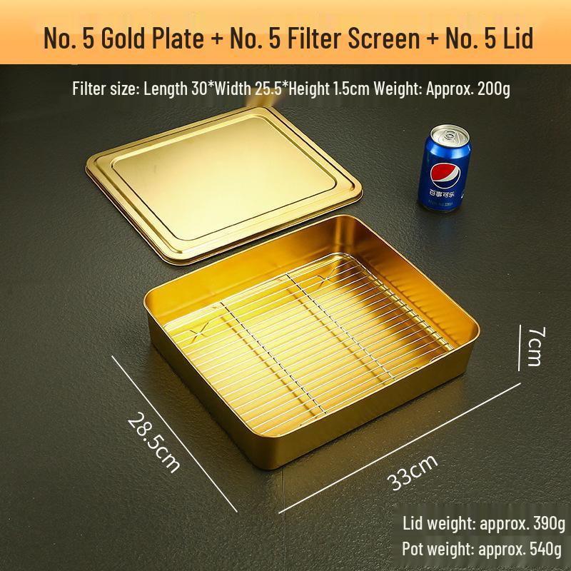 Stainless Steel Deep Snack Plate with Lid - Rectangular Baking Pan and Narrow Tray