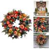 Fall Peony and Pumpkin Wreath,Year Round Wreath, 2025 New Reusable Pumpkin Fall Wreaths,Autumn Maple Leaf and Berry Decor,for Thanksgiving, Halloween