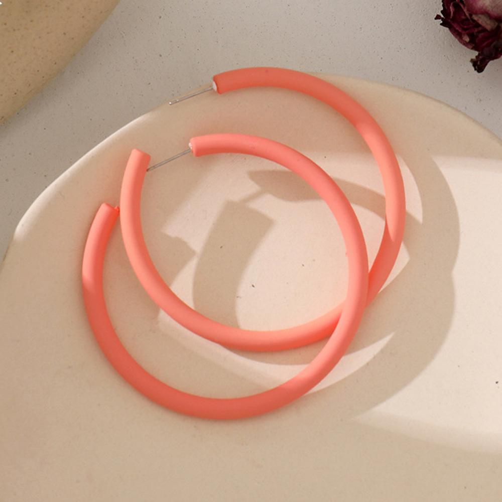 Fashion Round Candy Color Simple Geometric Round Earrings Women Jewelry C-shaped Hoop Earrings