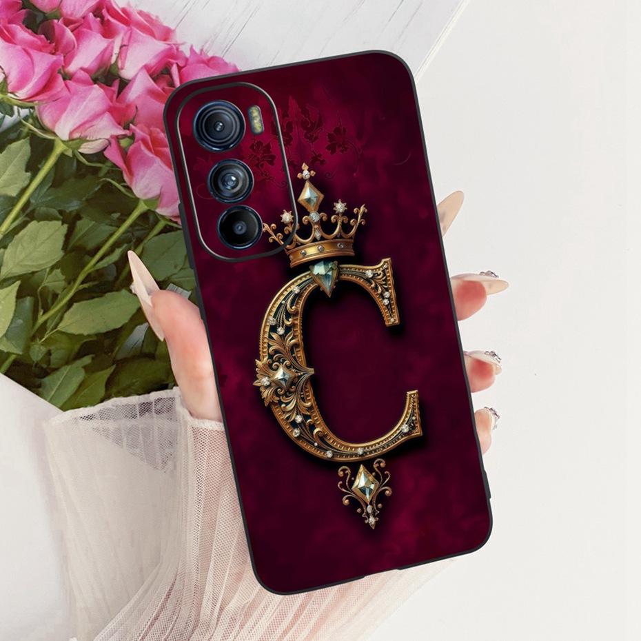 Fashion Crown Letter Case For Motorola Edge 30 30Pro 30Neo Soft Black Silicone Back Cover For MOTO Edge30 Pro Neo Phone Cases