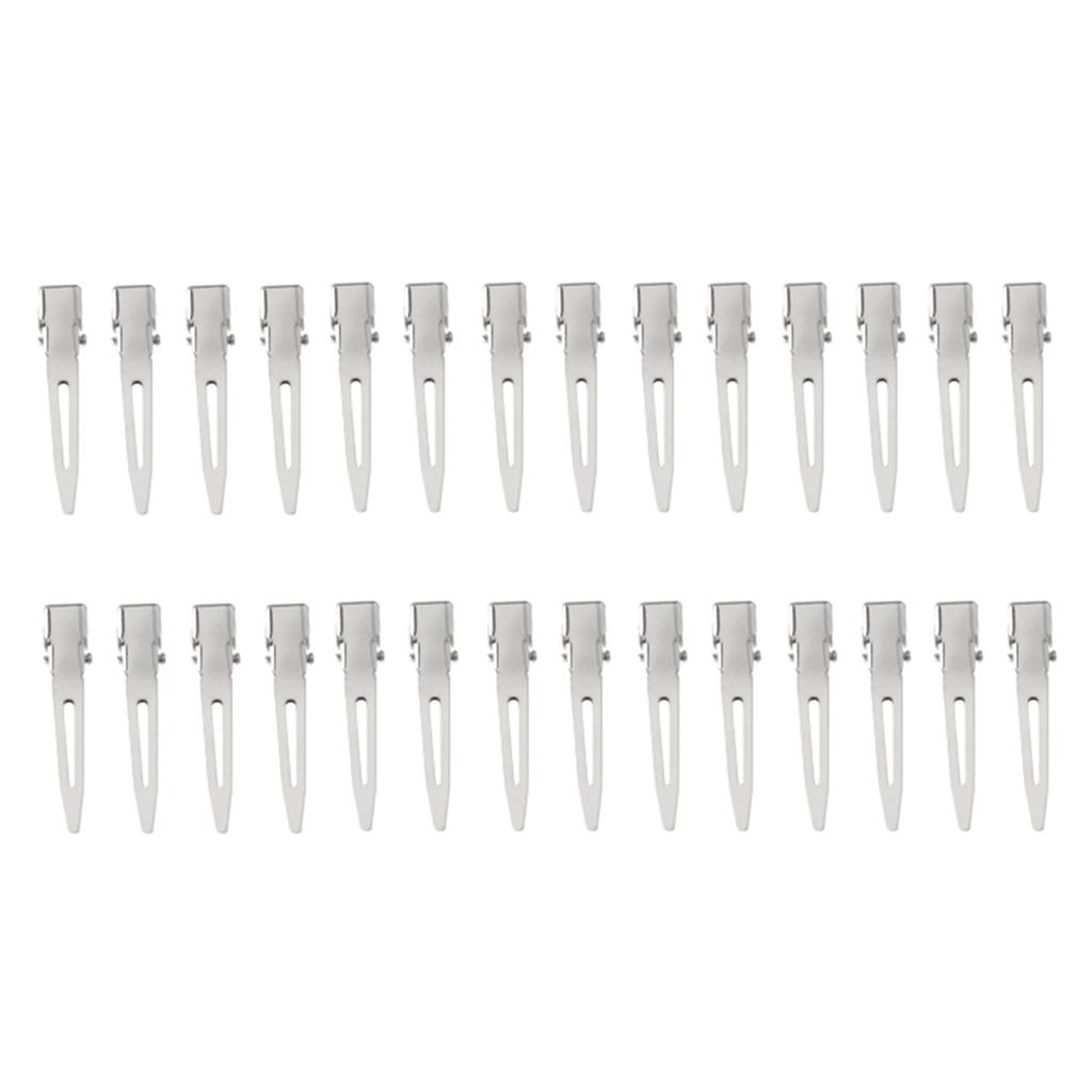 24Pcs Single Prong Curl Duckbill Hair Clips Silver Sectioning Alligator Hairpins