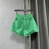 Dames Blauwe Hoge Taille Gescheurde Verweerde Denim Shorts