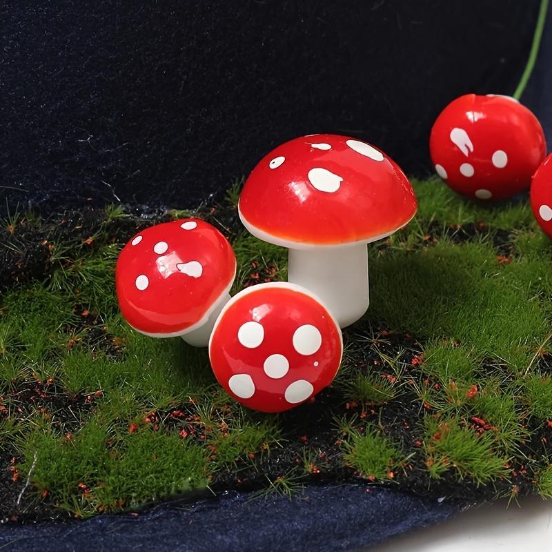 Red Mushroom Simulation Flower, Plastic DIY Cake Decorations Christmas and Halloween Holiday Decorations, Suitable for Wedding