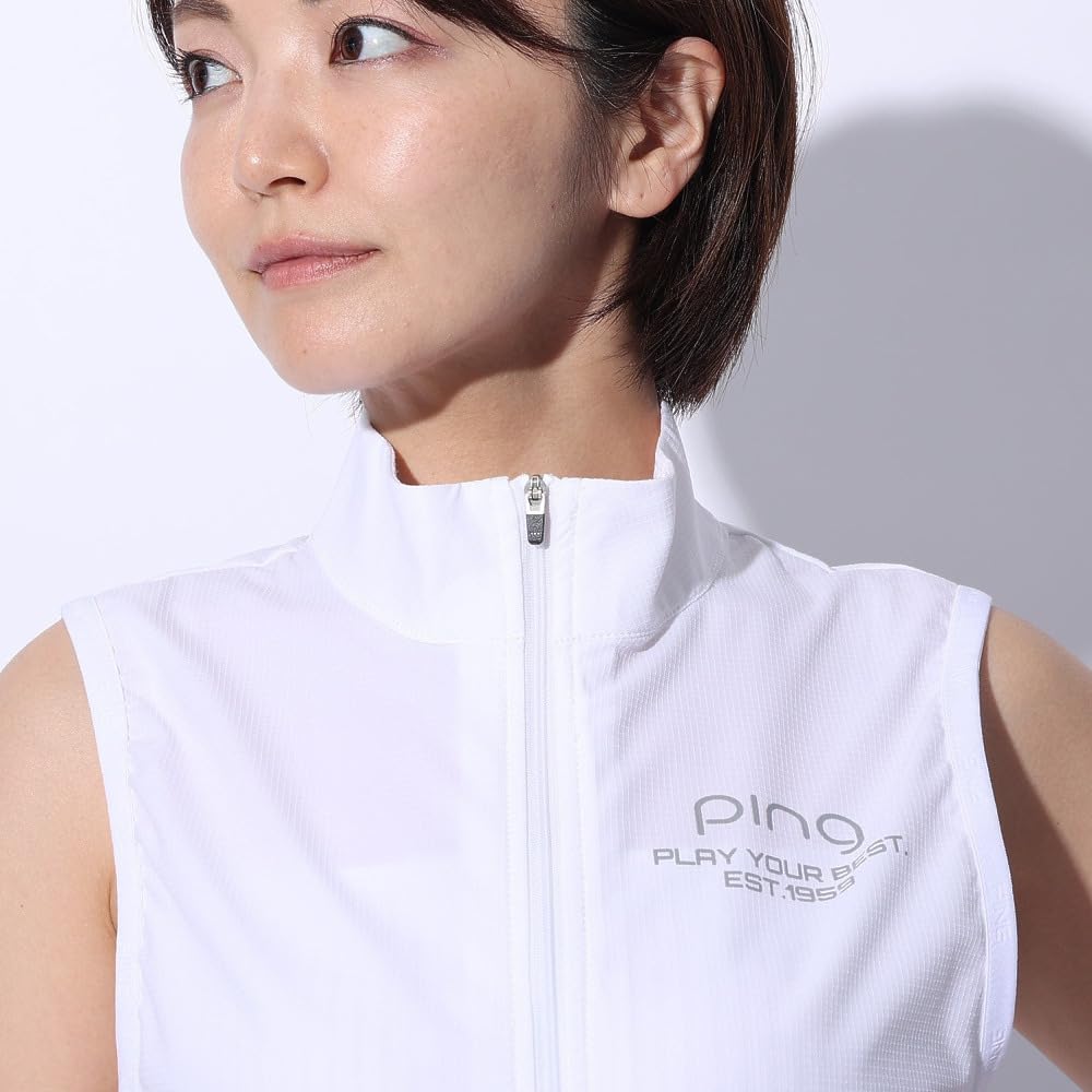 Blouson Removable Antibacterial and Golf Outerwear M [Pin Apparel] Women's 2-way Full-zip (with Sleeves, Deodorizing) / / 622-4120200 030_White