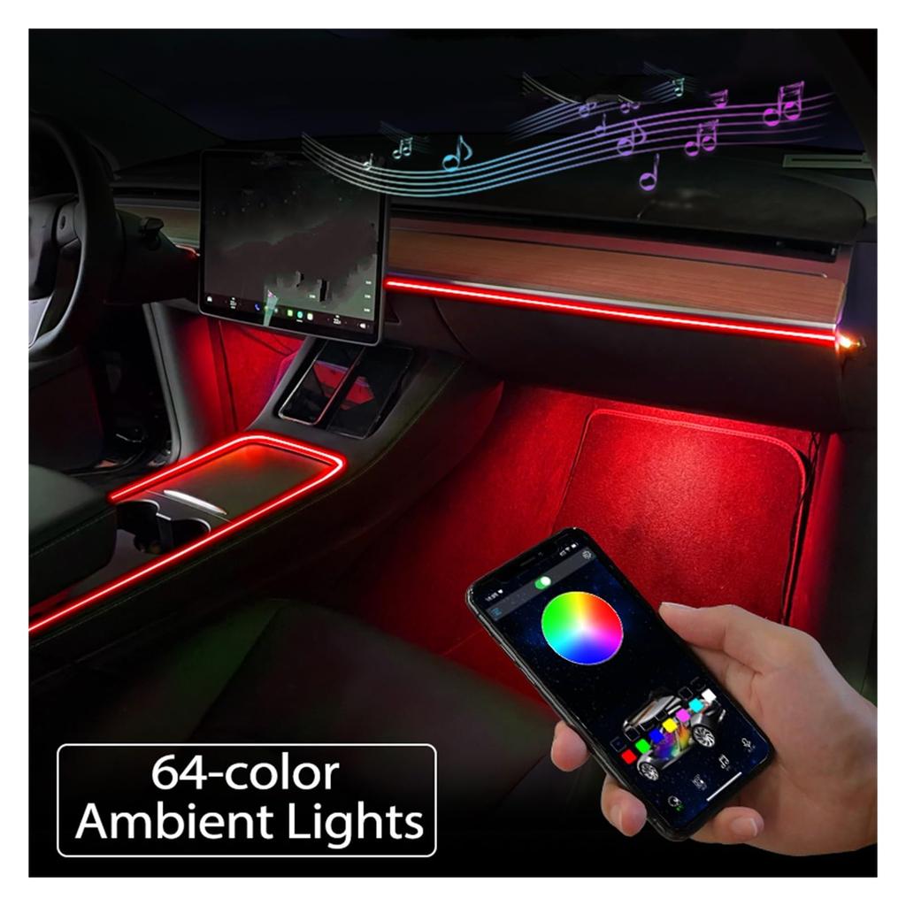 Interior Parts 21-22 for Tesla Model 3 Y Ambient Light LED Strip Neon Lighting