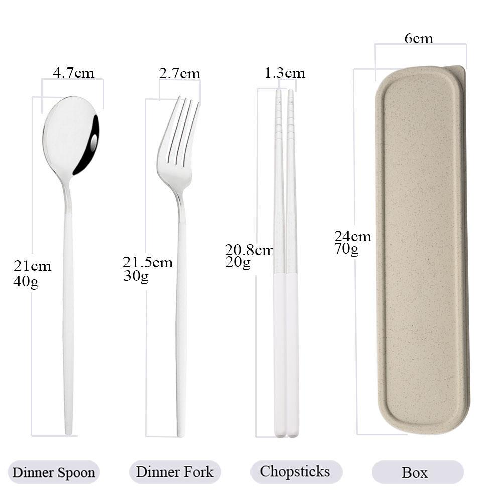 Schwarzes und goldenes Geschirrset, tragbares Reiseset, 3-teilig, Essstäbchen, Gabel, Löffel, Besteckset mit Box, Küchenzubehör, Besteck