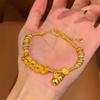 Brushed Finish Coin Pendant Bracelet Gold Color Chinese Style Bracelet Gourd Bracelet  For Women