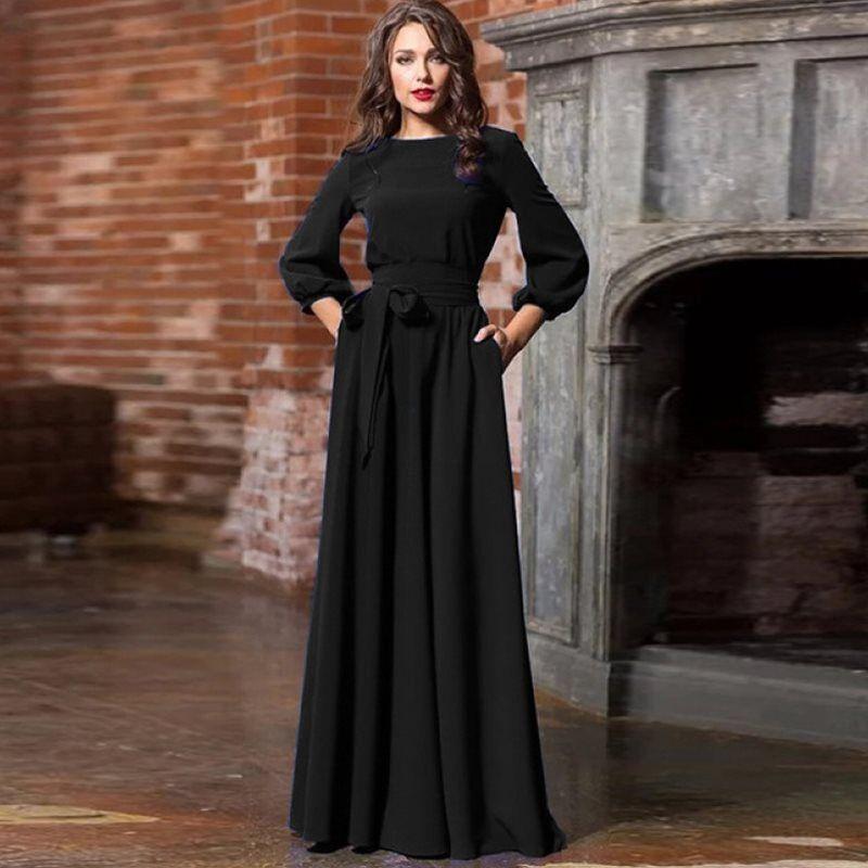 

Bigsize Lady Dress Long Dress Bohemian Sleeveless Dress 5XL Black S