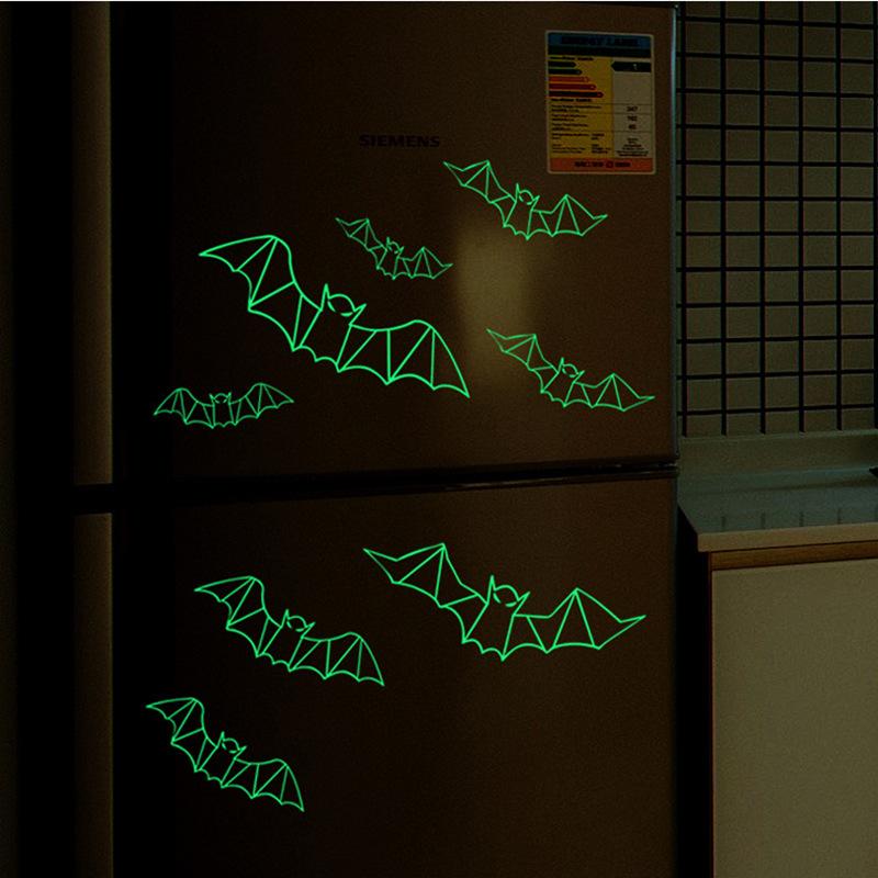 12PCS Halloween 3d Three-dimensional Glow-in-the-dark Bat Wall Stickers Holiday Party Scene Arrangement Decoration Stickers