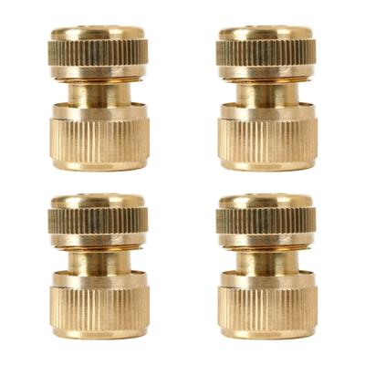 Solid Brass Garden Hose Quick Connectors 2 Female + 2 Male Garden Hose Fitting Water Hose Connectors Disconnect