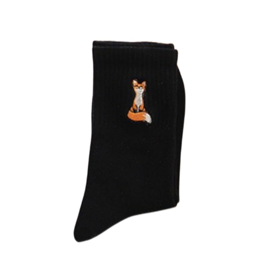 Nové roztomilé vyšívané kreslené zvířecí ponožky Vtipní mazlíčci Vzor malé lišky Bavlněné umělecké ponožky Dropship